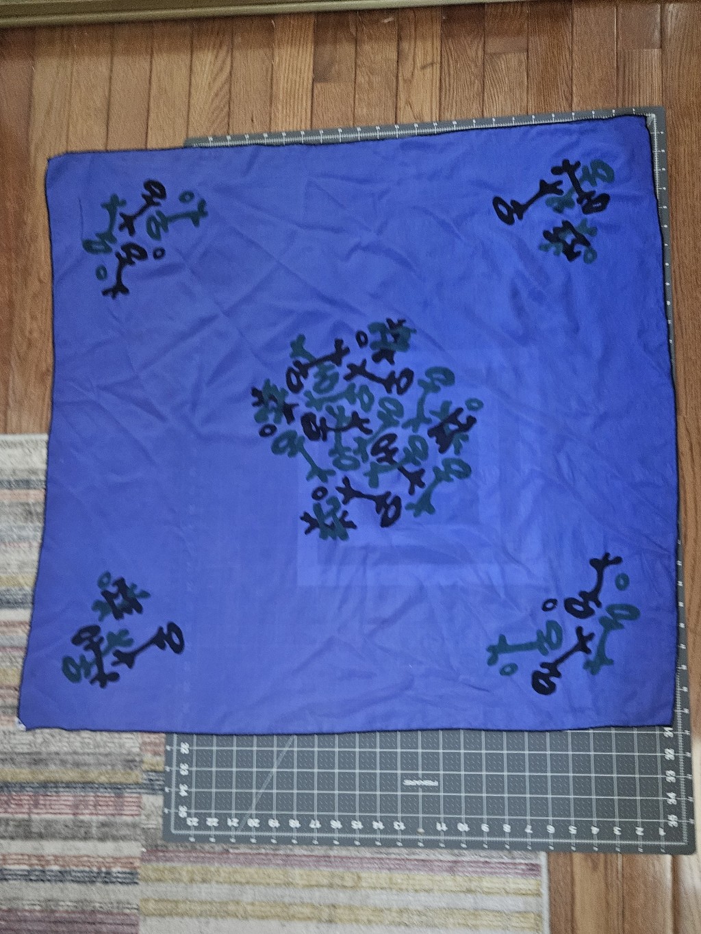 Echo Navy Silk Square Vintage Scarf